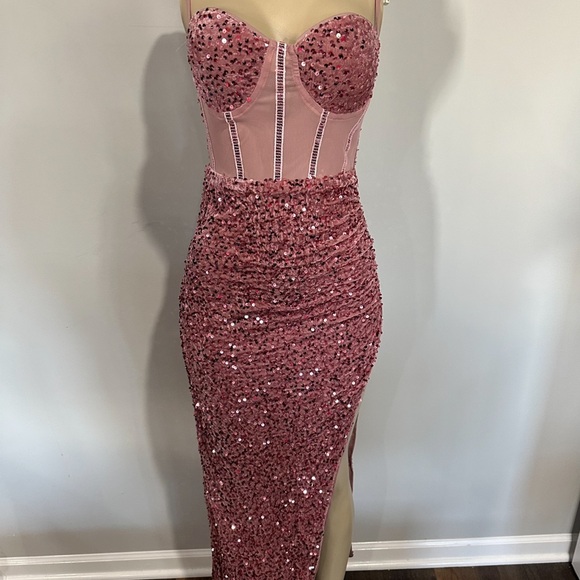 Dress size medium women prom formal evening special occasion pink corset new - Picture 5 of 9